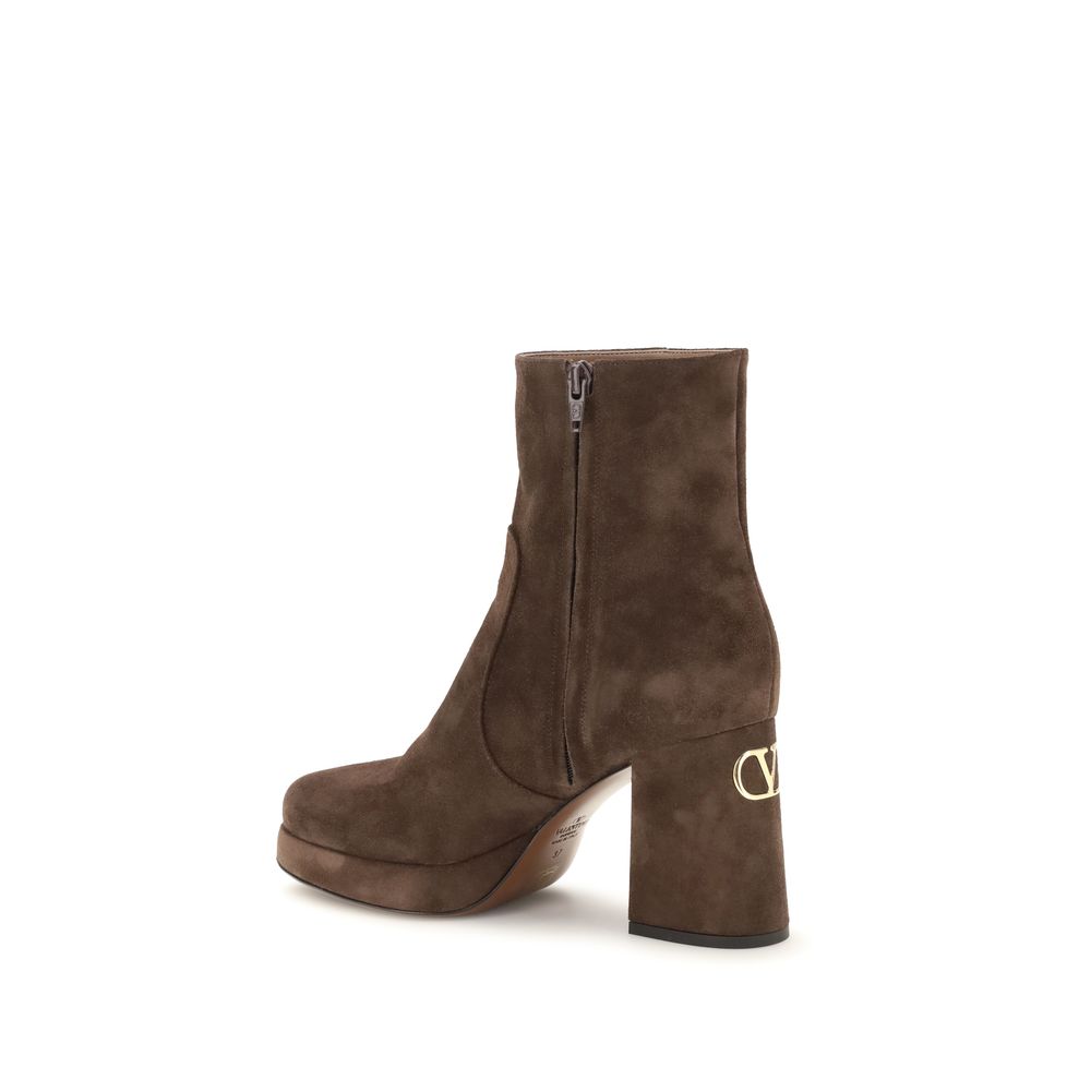 Valentino Garavani 100% Calf Leather Bos Taurus ankle boot in brown — view 3