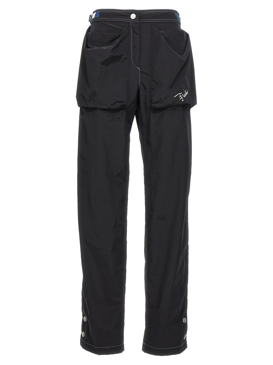 Emilio Pucci 53% Polyamide cargo pants in black
