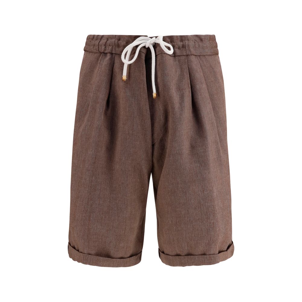 Brunello Cucinelli 60% Linen bermuda shorts in brown