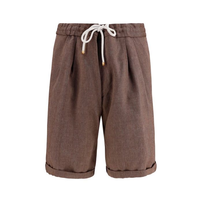 Brunello Cucinelli 60% Linen bermuda shorts in brown