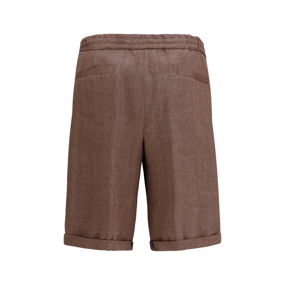 Brunello Cucinelli 60% Linen bermuda shorts in brown — view 2