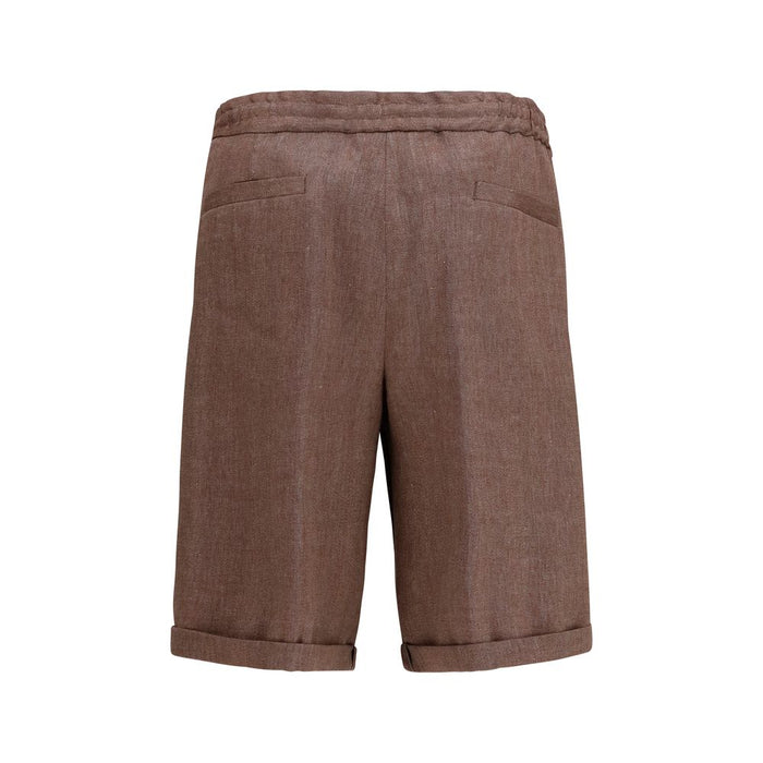 Brunello Cucinelli 60% Linen bermuda shorts in brown — view 2