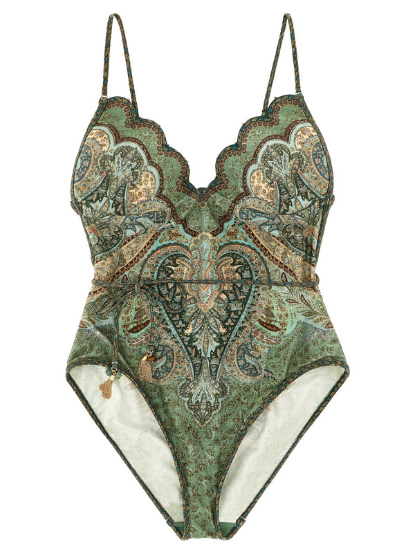 Zimmermann 80% polyamide one-piece swimsuit in green