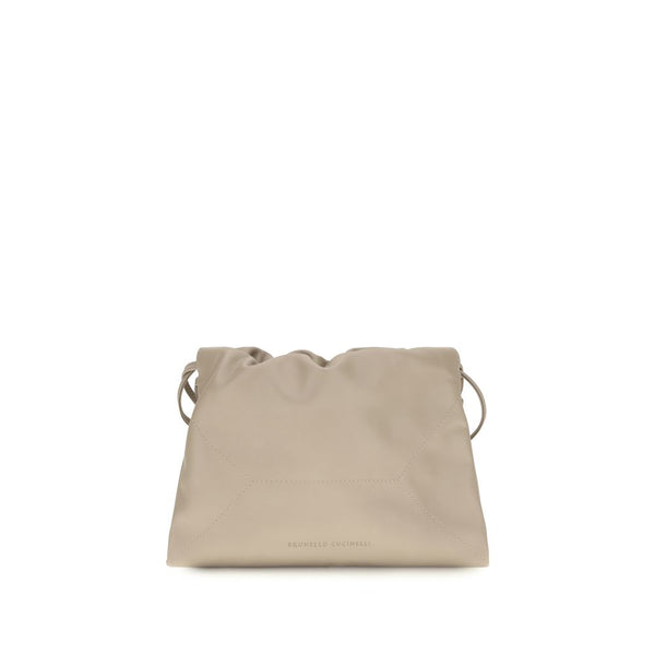 Brunello Cucinelli 100% Calf Leather Bos Taurus shoulder bag in beige