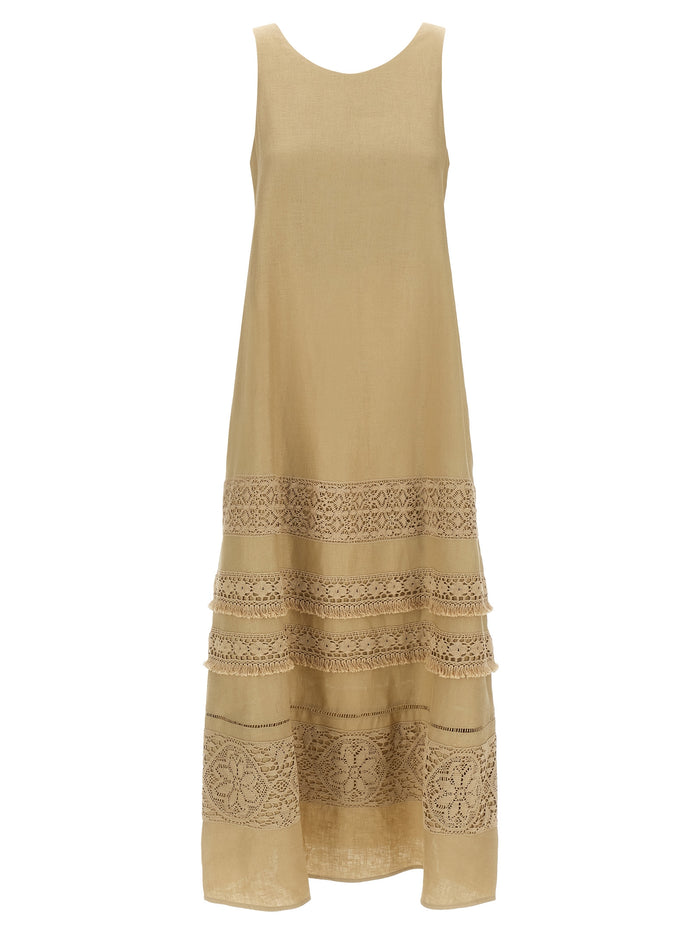 Max Mara 100% linen dress in beige