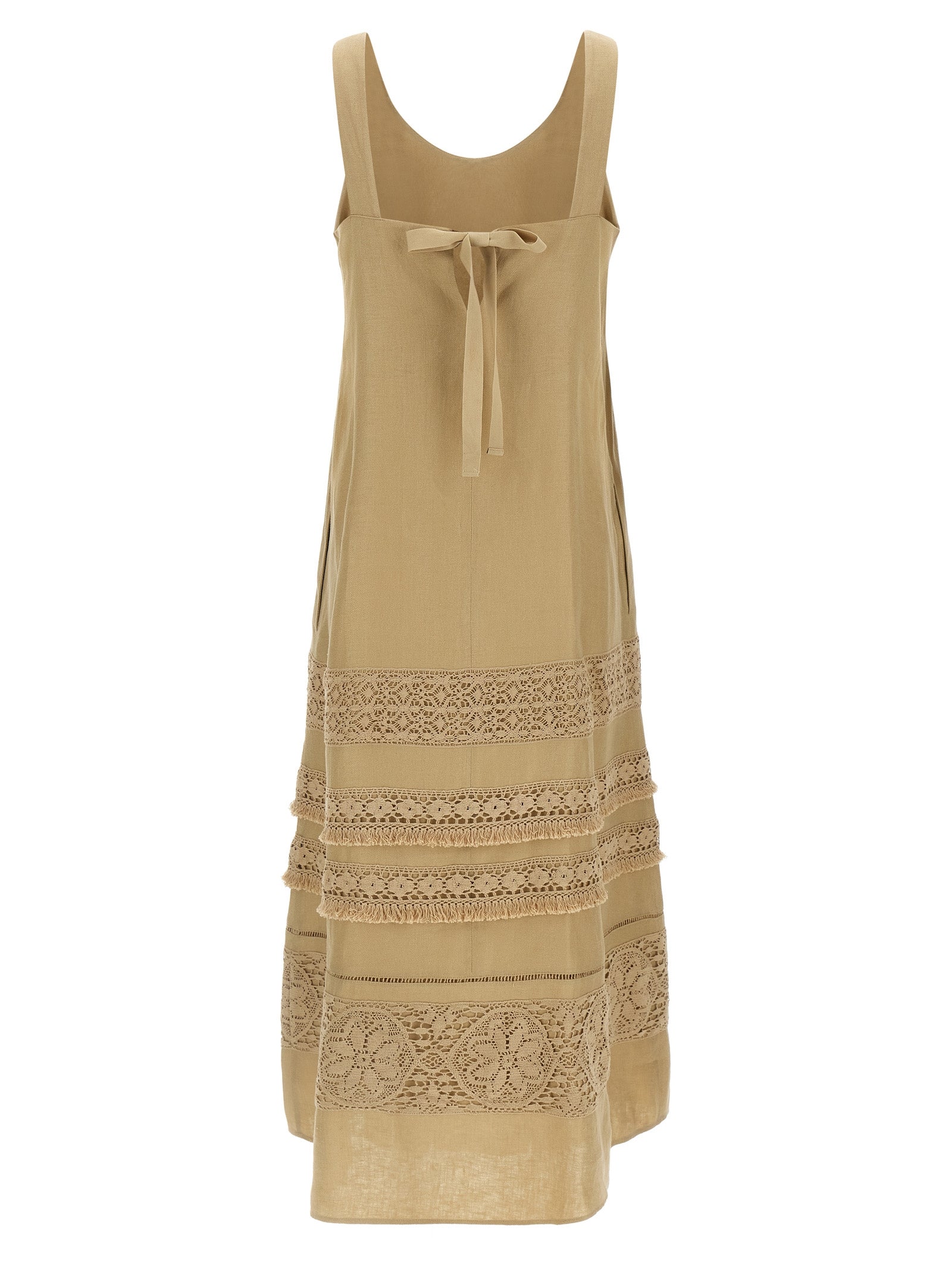 Max Mara 100% linen dress in beige — view 2