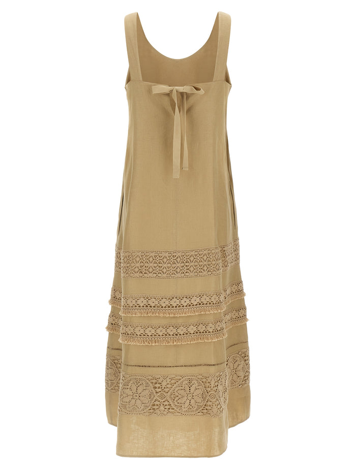 Max Mara 100% linen dress in beige — view 2