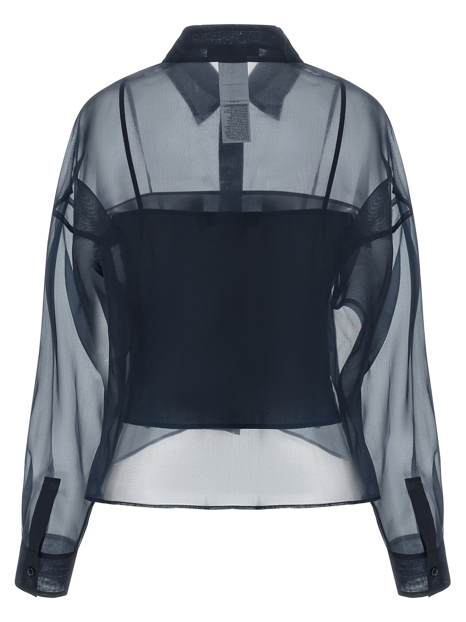 Max Mara 100% Cotton (removable layer); 100% Silk Organza (outer layer) blouse in blue — view 2