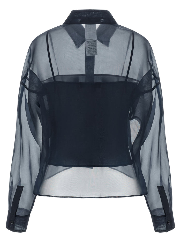 Max Mara 100% Cotton (removable layer); 100% Silk Organza (outer layer) blouse in blue — view 2
