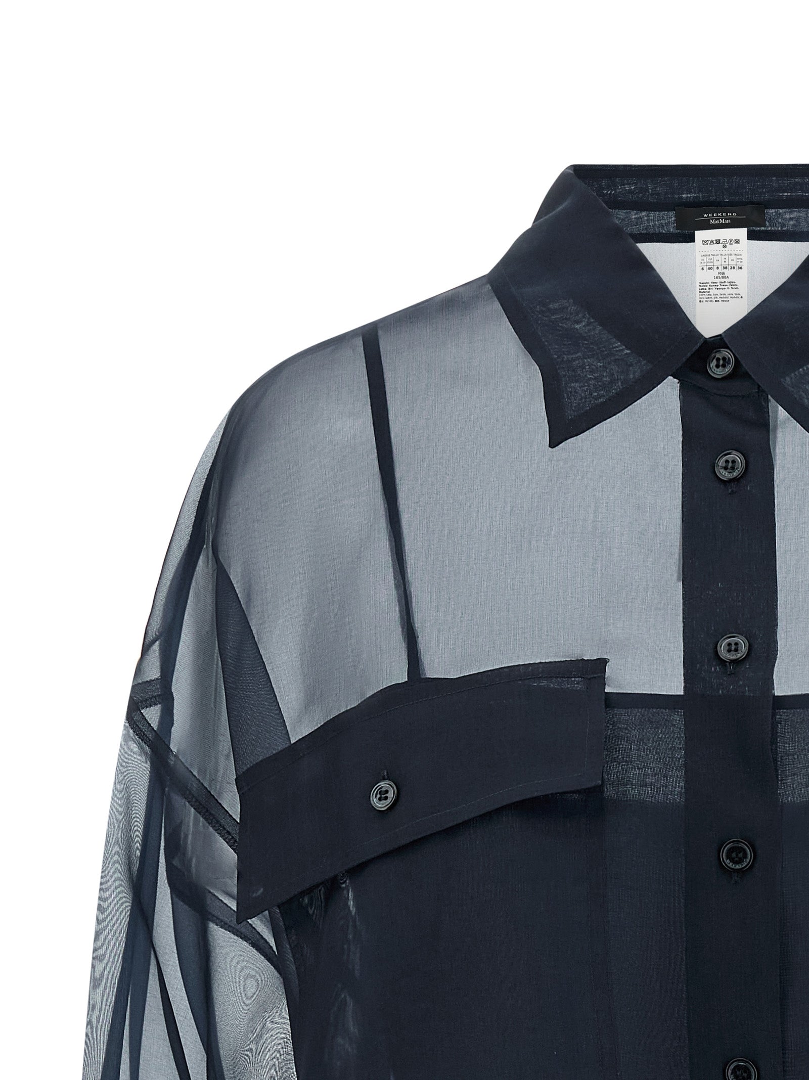Max Mara 100% Cotton (removable layer); 100% Silk Organza (outer layer) blouse in blue — view 3