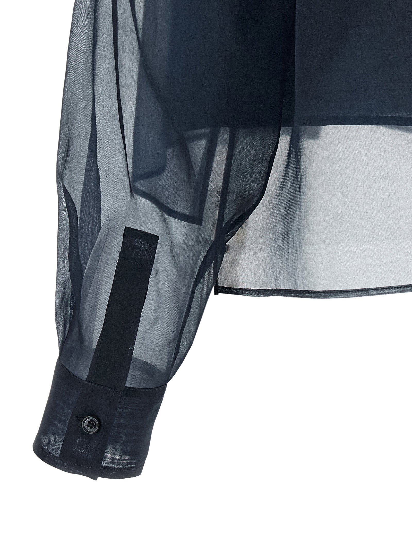 Max Mara 100% Cotton (removable layer); 100% Silk Organza (outer layer) blouse in blue — view 4