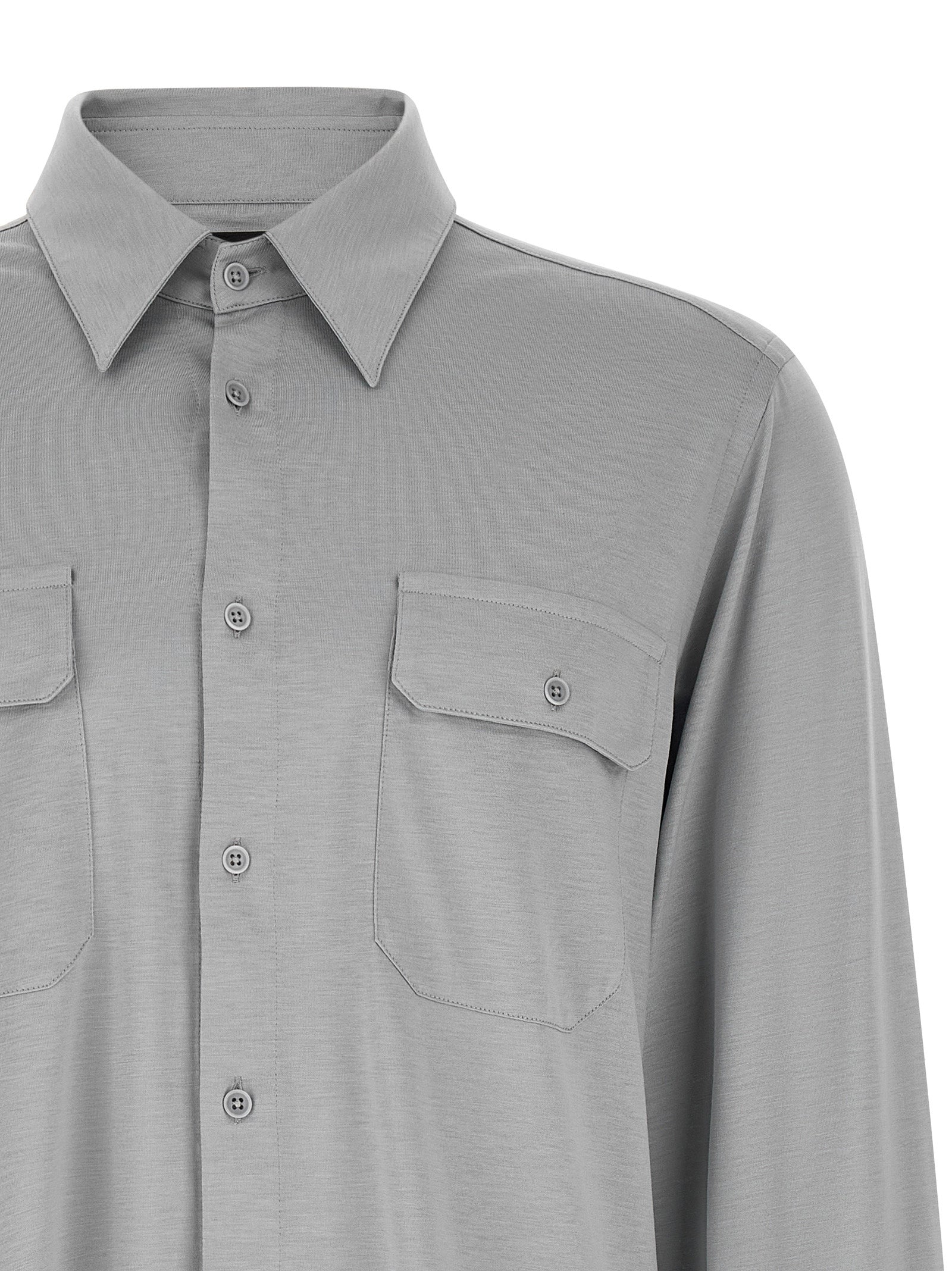 Tom Ford 60% silk shirt in gray — view 3