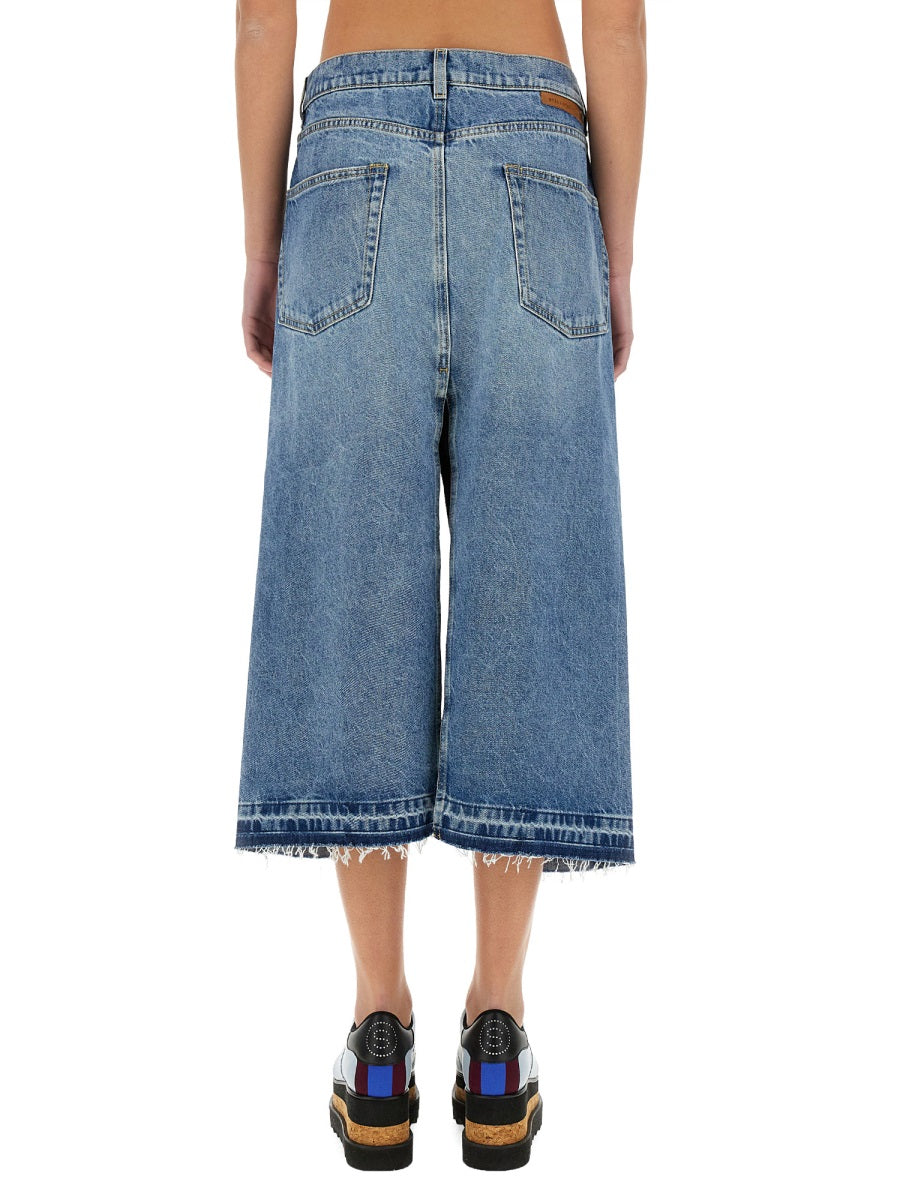Denim Skirt With Contrasting Panel Polyester