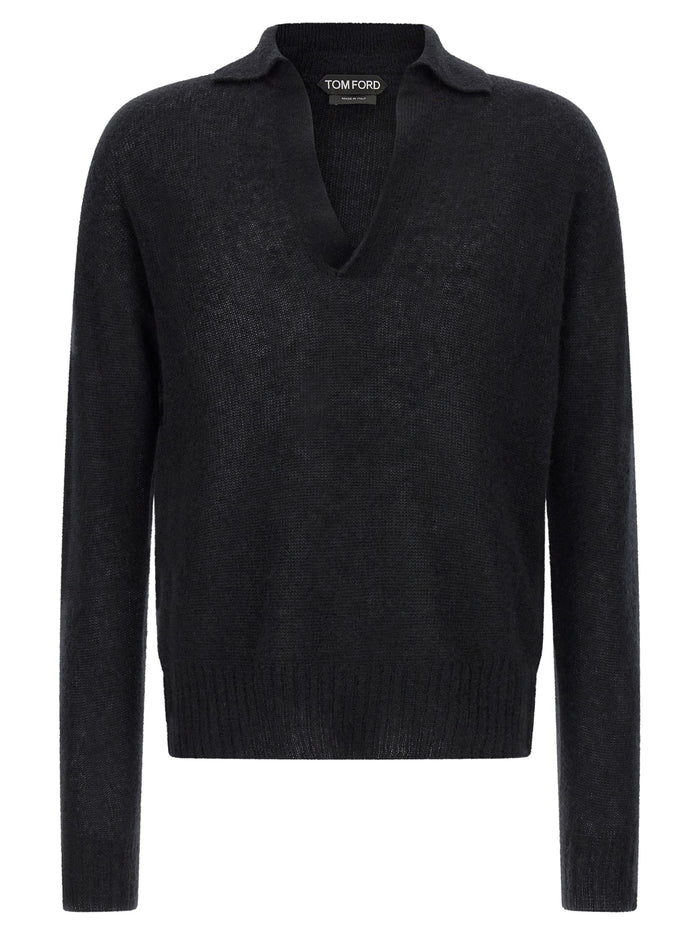Tom Ford 74% cashmere polo sweater in black