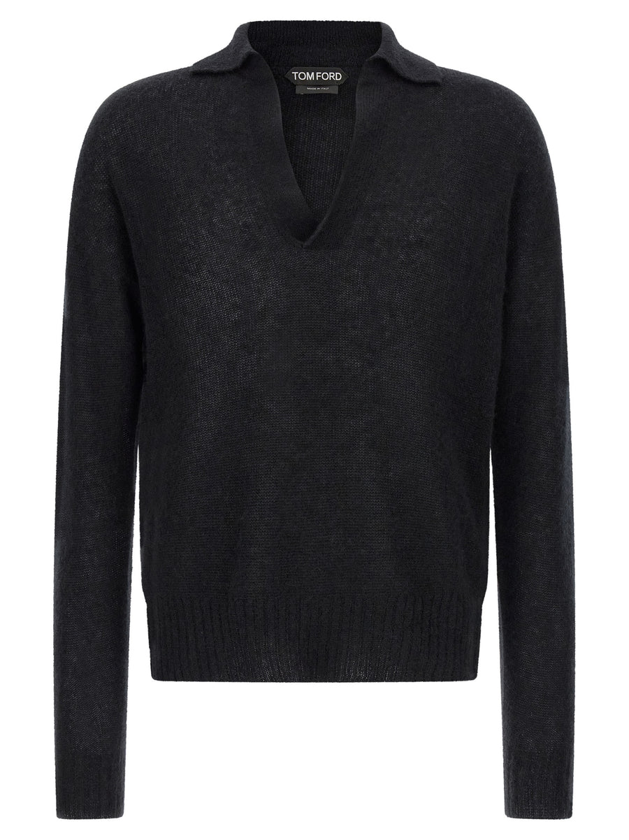 Tom Ford 74% cashmere polo sweater in black