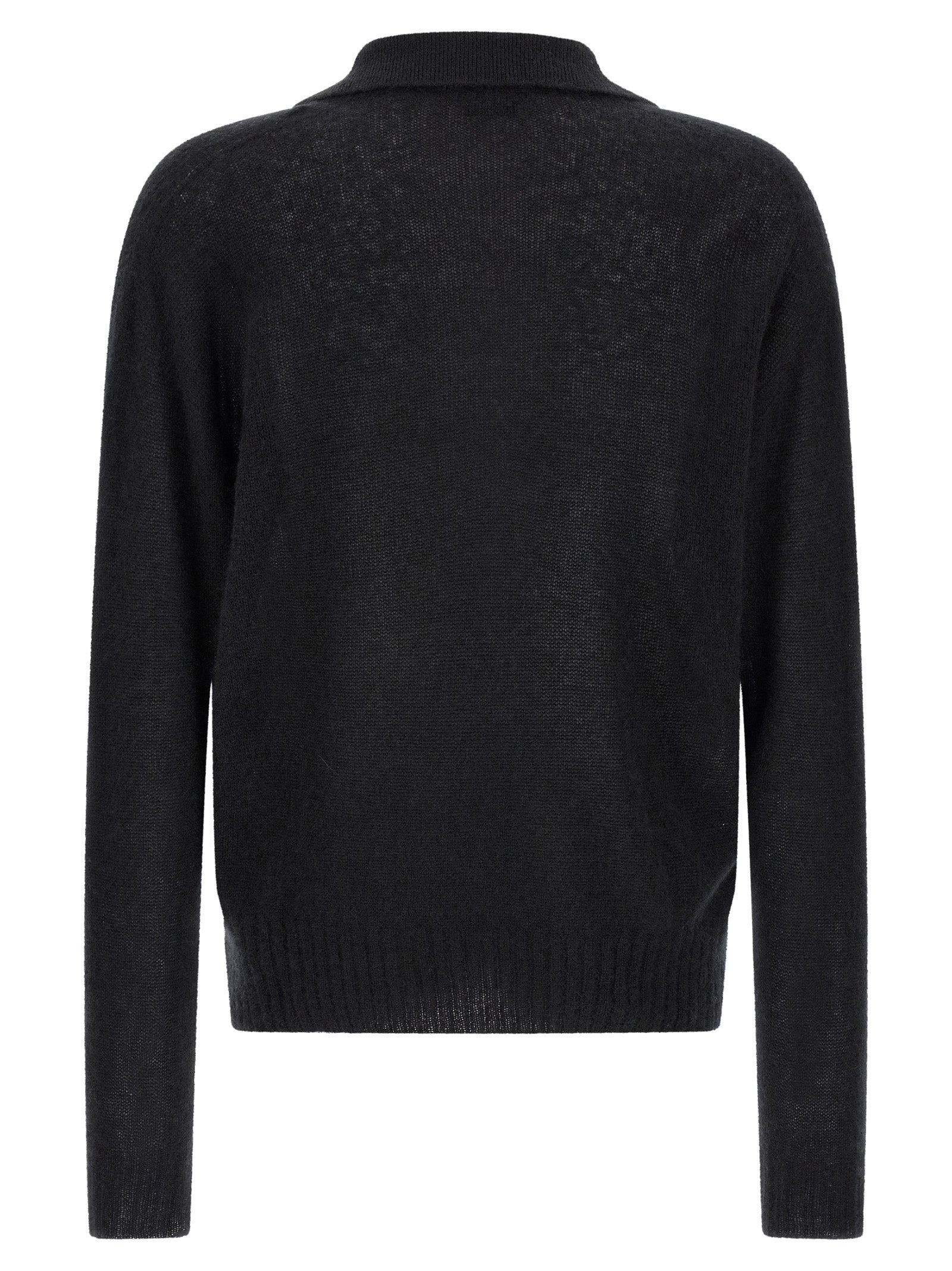 Tom Ford 74% cashmere polo sweater in black — view 2