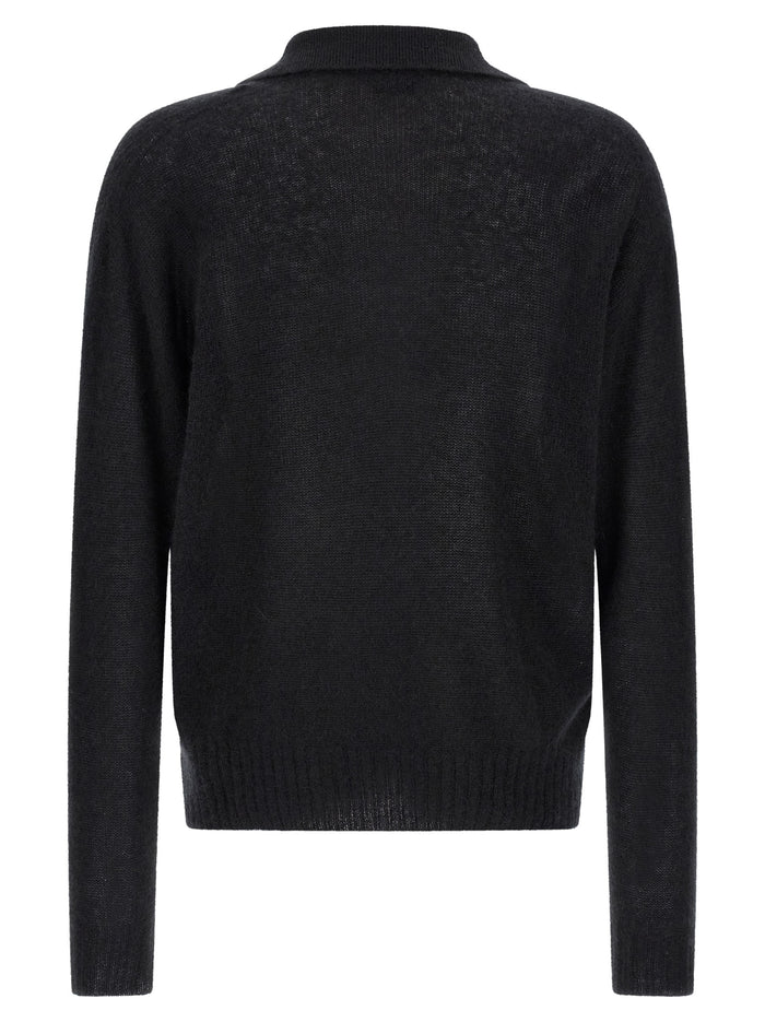 Tom Ford 74% cashmere polo sweater in black — view 2