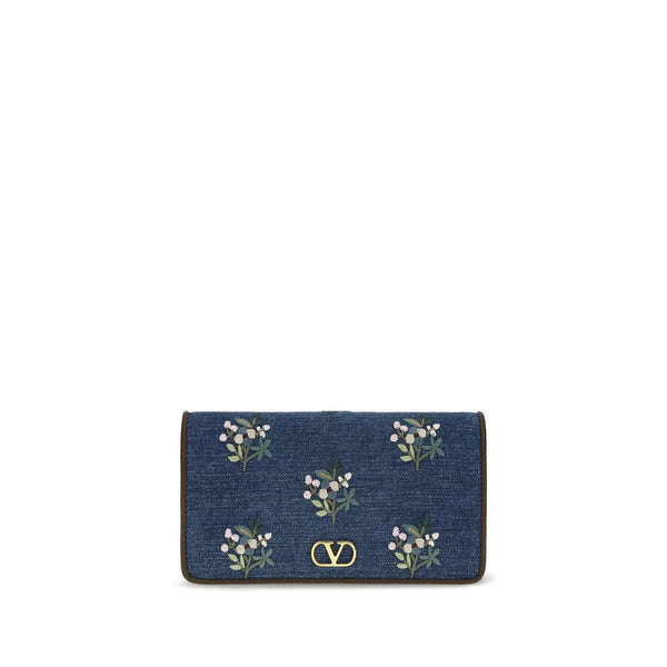 Valentino Garavani 100% Cotton shoulder bag in blue