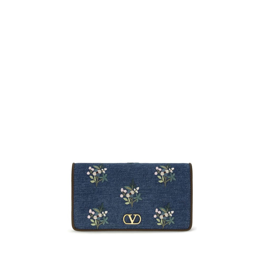 Valentino Garavani 100% Cotton shoulder bag in blue