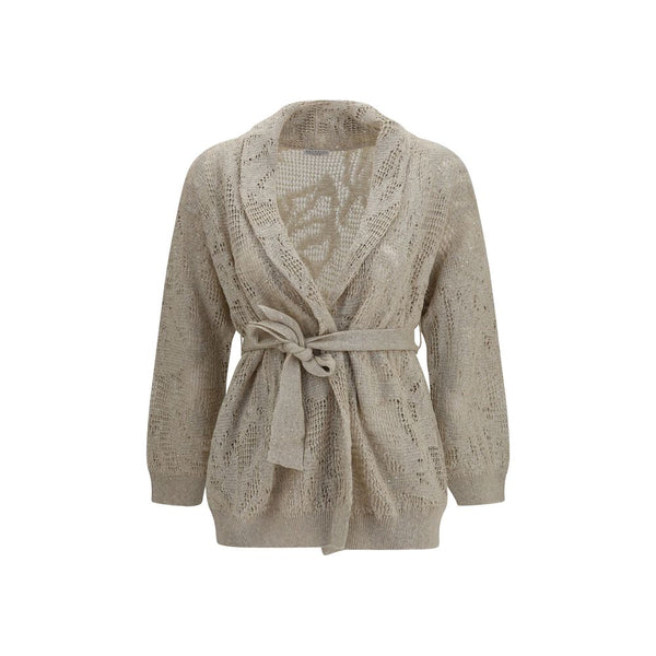 Brunello Cucinelli 94% Linen 6% Cotton cardigan in beige