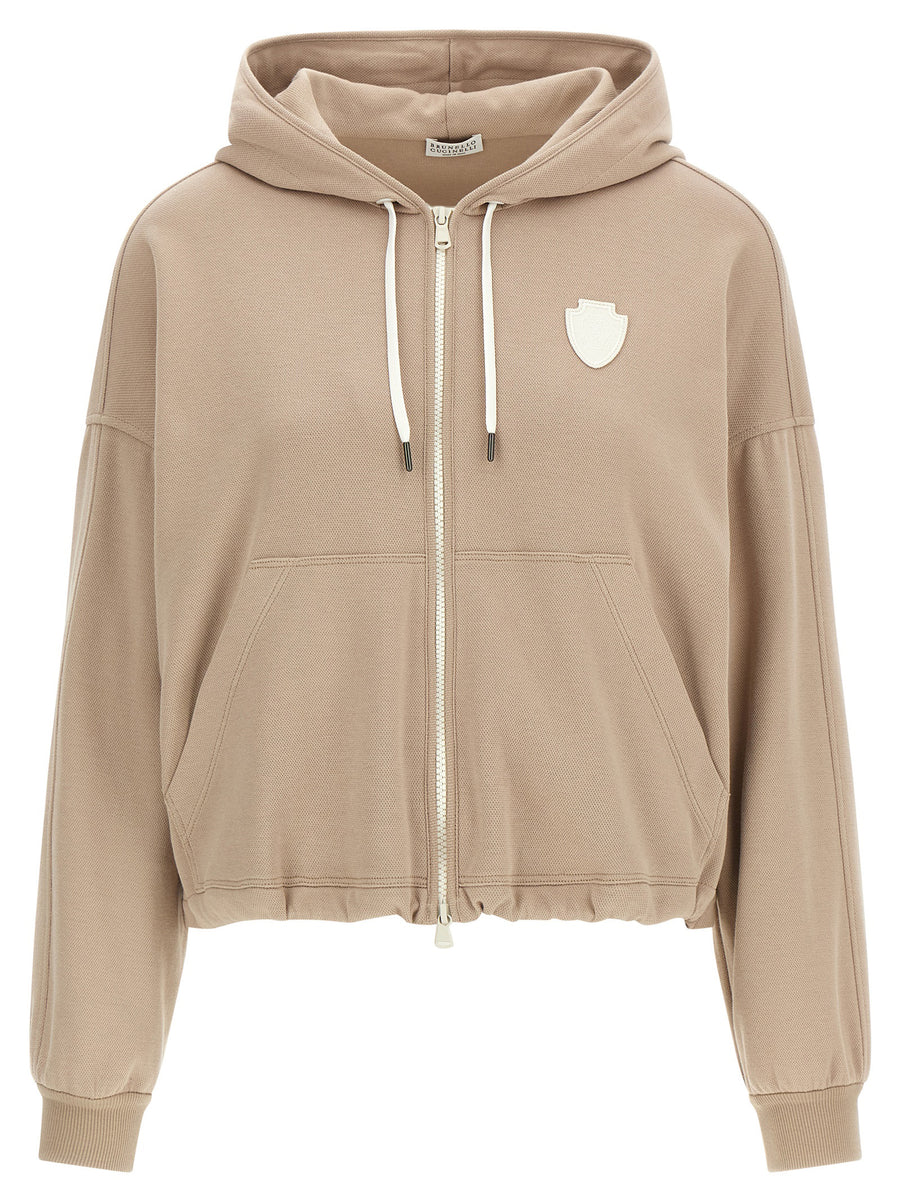 Brunello Cucinelli 93% Cotton hoodie in beige