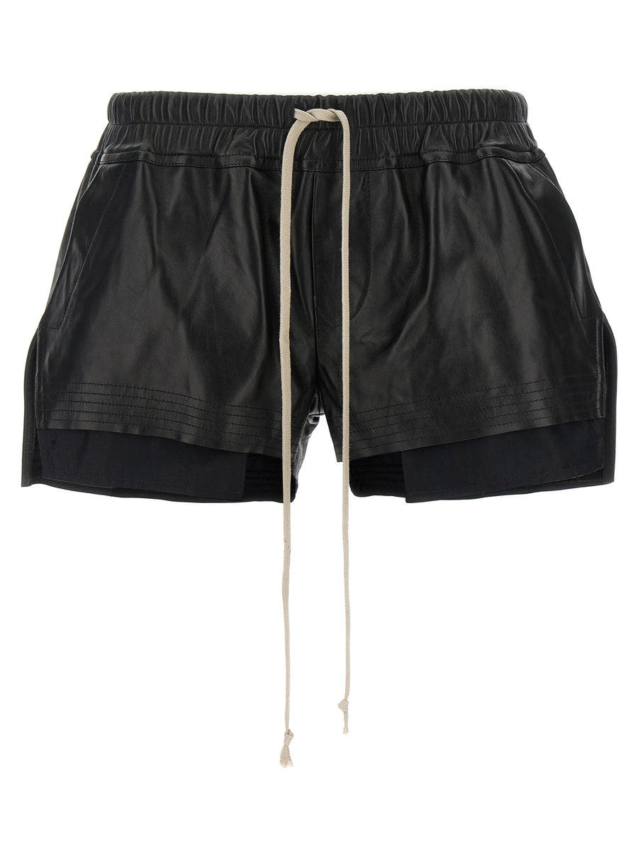 Rick Owens 100% lamb leather bermuda shorts in black