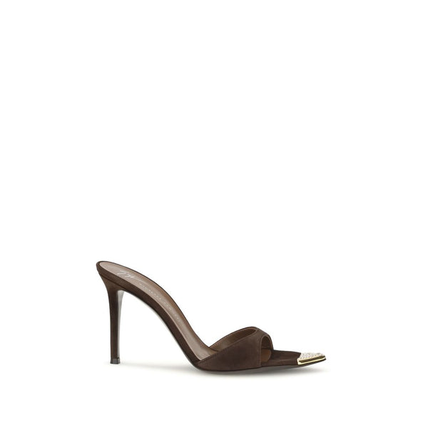 Giuseppe Zanotti 100% Calf Leather Bos Taurus mule sandal in brown