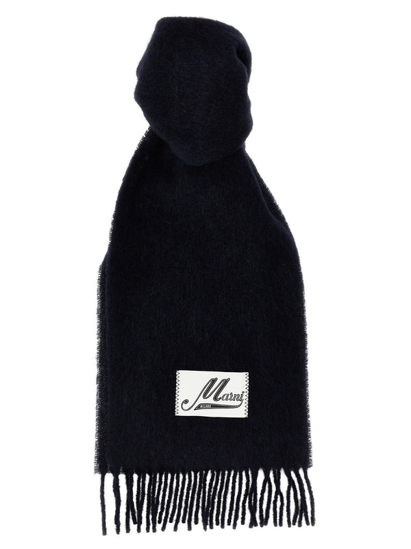 Marni 80% alpaca wool scarf in blue