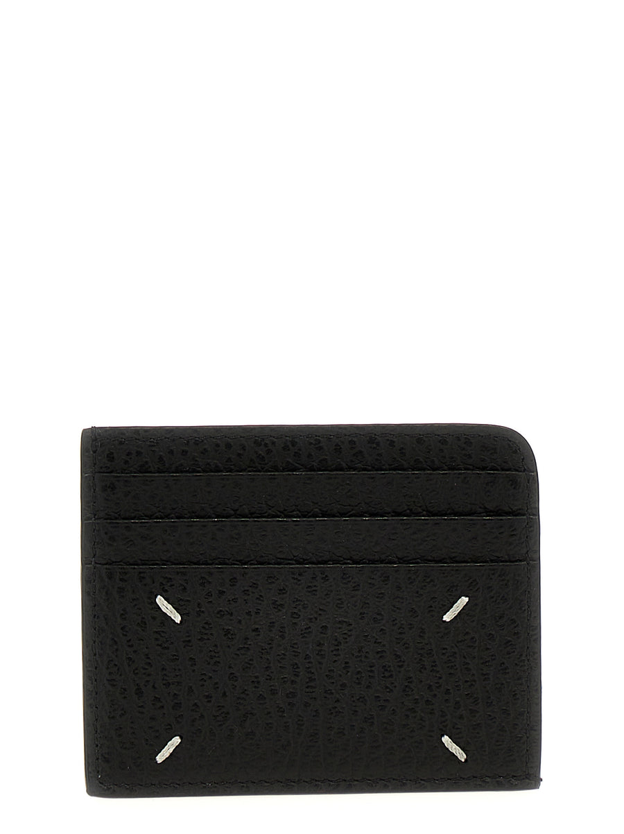 Maison Margiela 100% calfskin leather card case in black