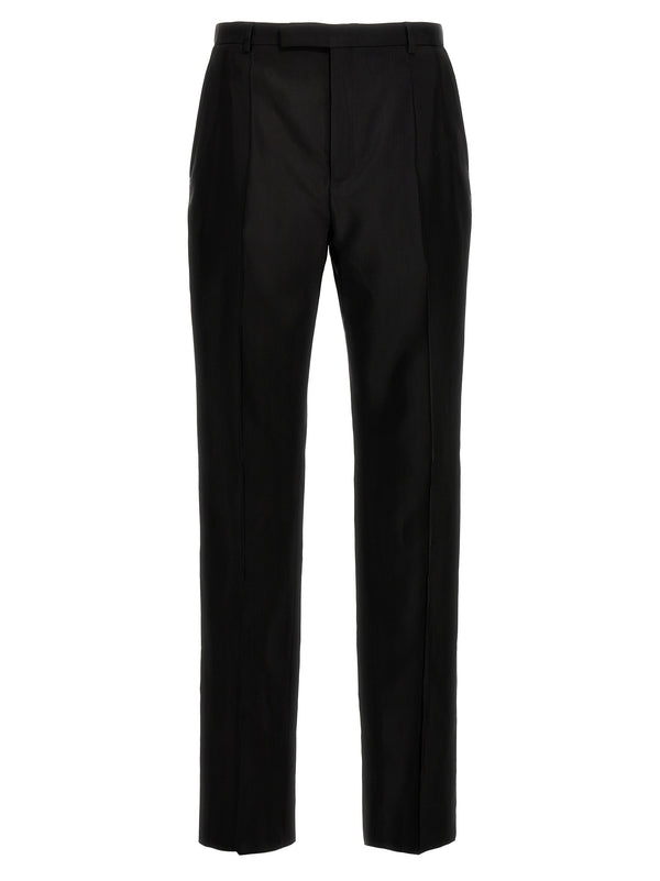 Saint Laurent 53% acetate trousers in black