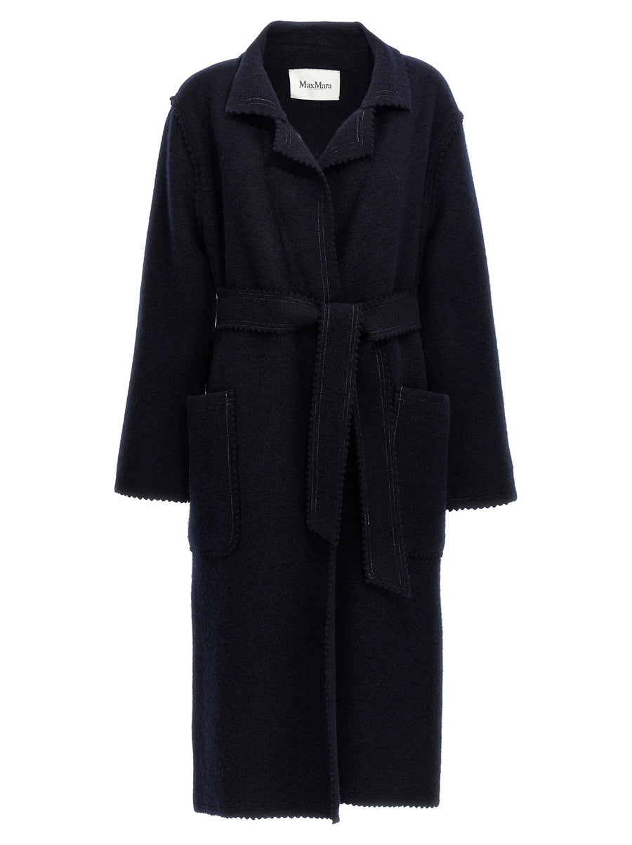 Max Mara 70% wool coat in navy