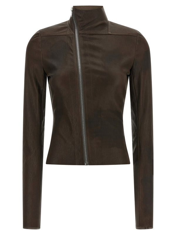 Rick Owens 65% lamb leather jacket in brown