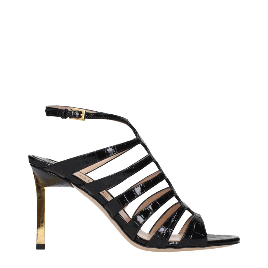 Tom Ford Leather heel sandal in black