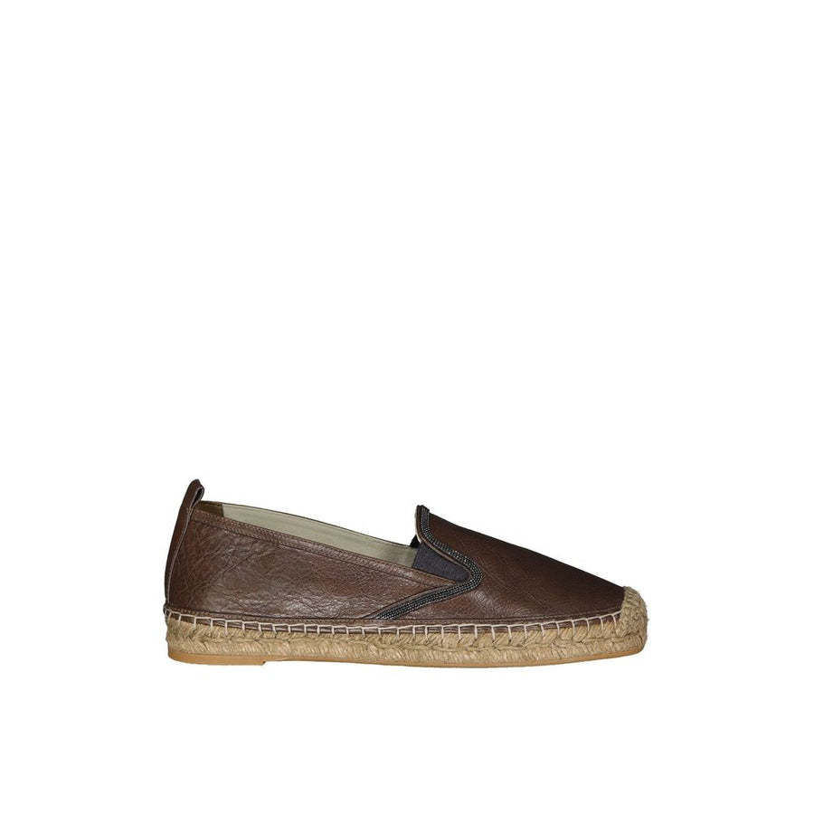 Brunello Cucinelli 100% Leather upper; 100% Leather inner; 100% Leather insole; 100% Rubber sole espadrille flat in brown