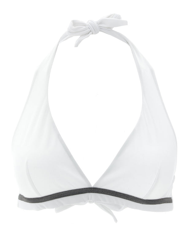Brunello Cucinelli 68% polyamide bikini top in white