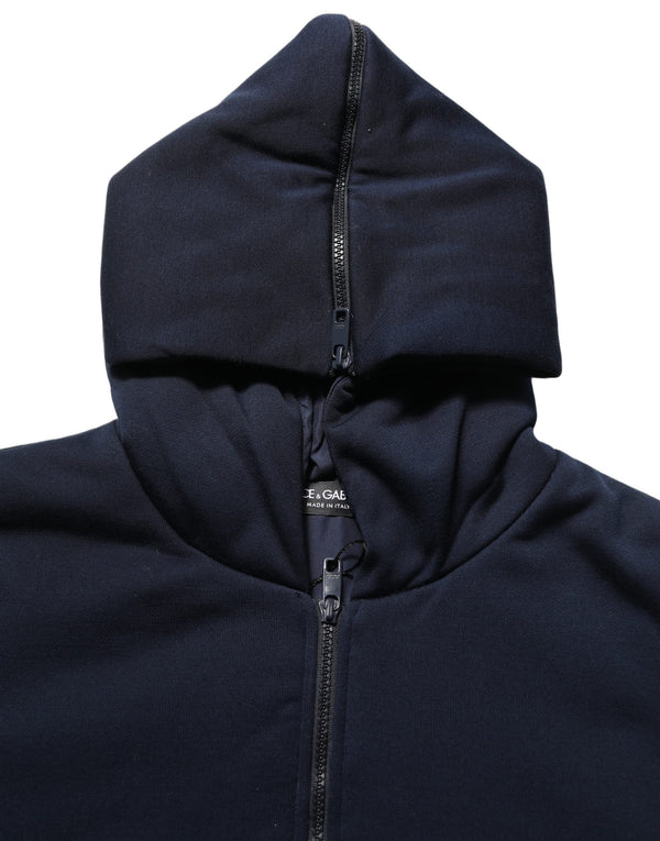 Dolce & Gabbana 100% Cotton hooded bomber jacket in black