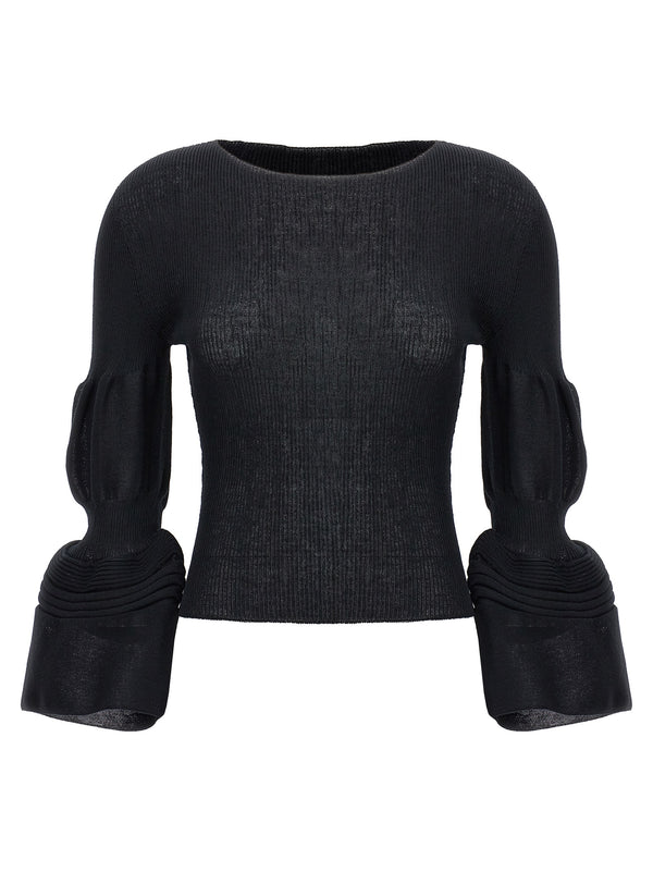 Issey Miyake 77% Polyester blouse in black