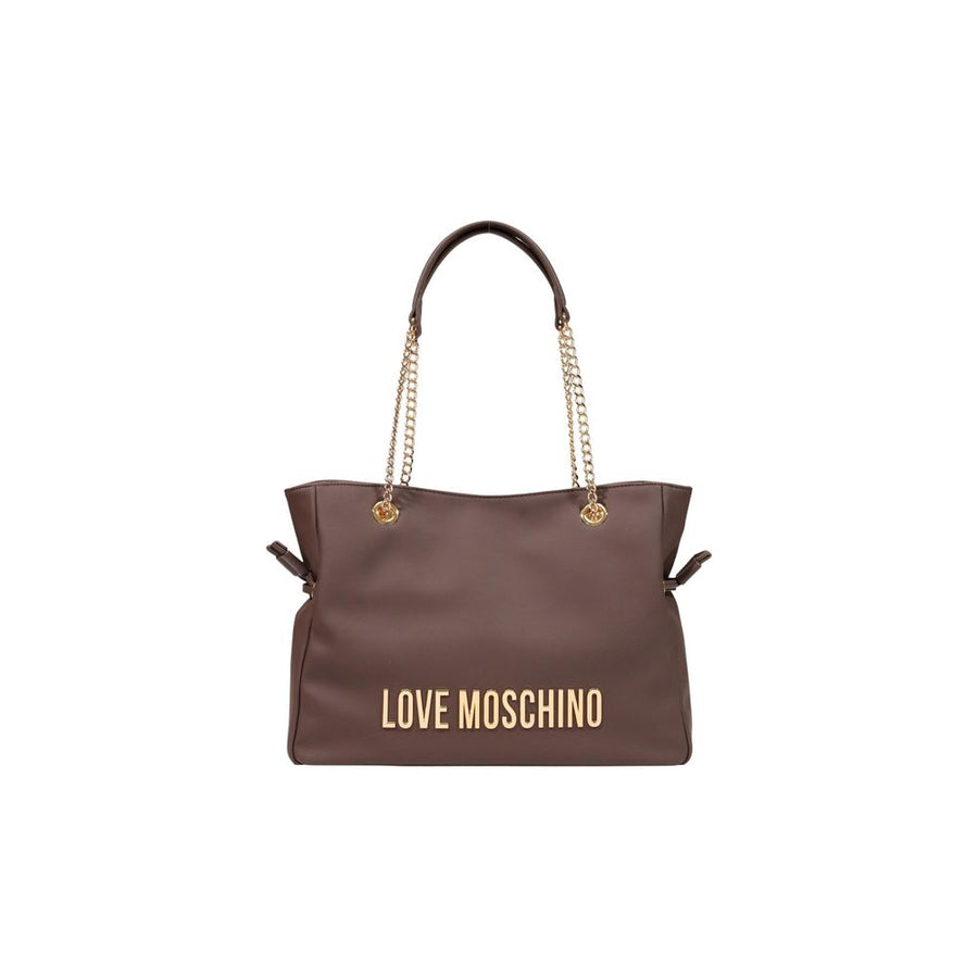Love Moschino Polyurethane with 100% polyester shoulder bag in brown