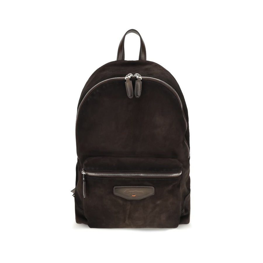 Santoni 100% Calf Leather Bos Taurus backpack in brown