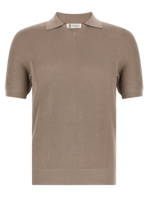 Brunello Cucinelli 100% cotton polo shirt in brown