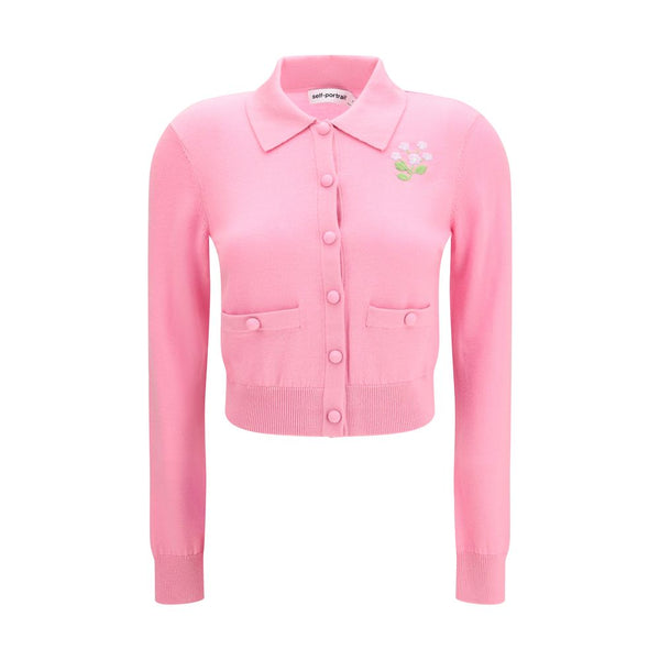 Self-Portrait 100% Wool Ovis Aries cardigan in pink