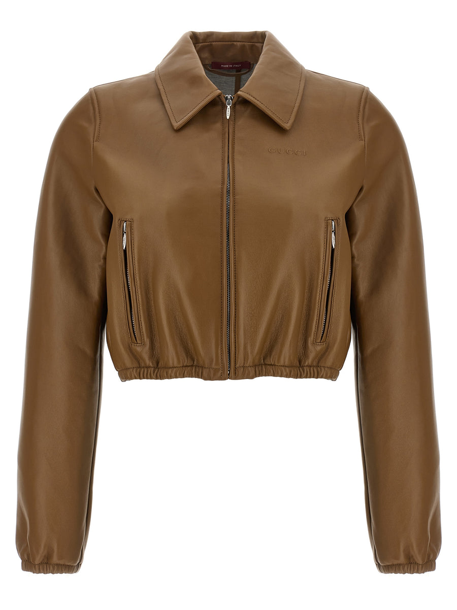 Gucci 100% Lamb Leather jacket in beige