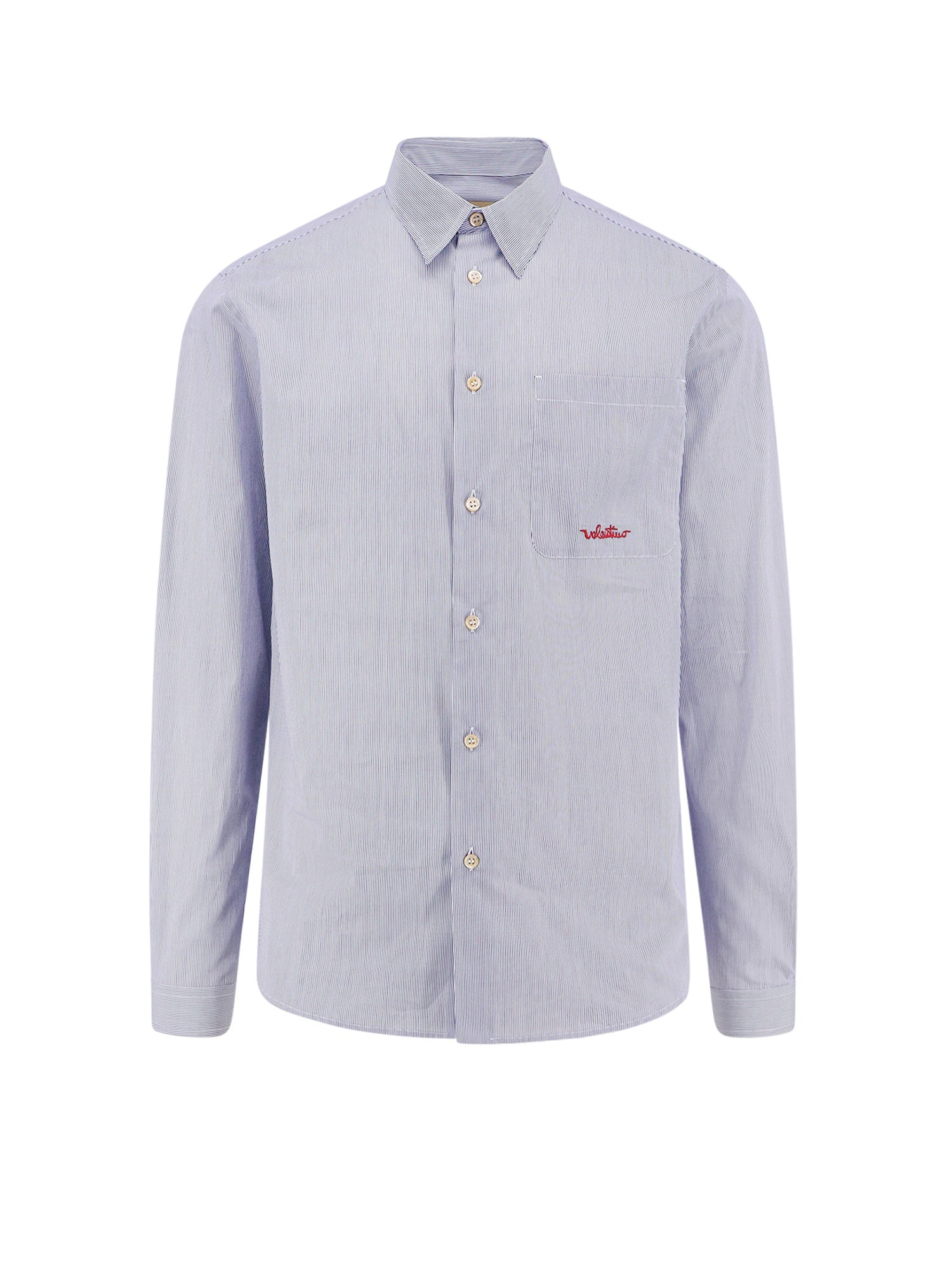 Valentino Shirts Riga Azzurra E Bianco Cotton