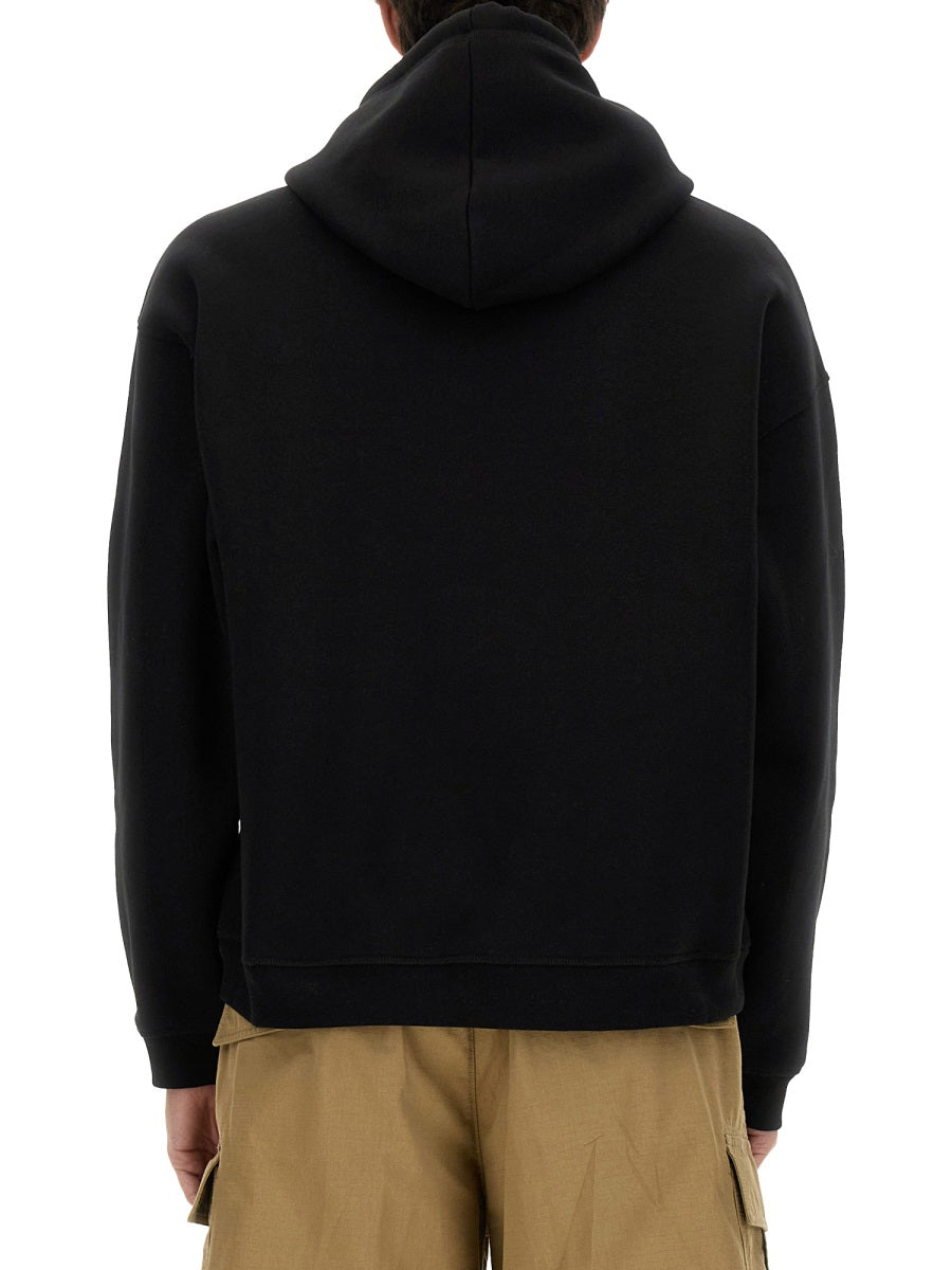 Sweatshirt With Logo Print Black Cotton Sweatshirts