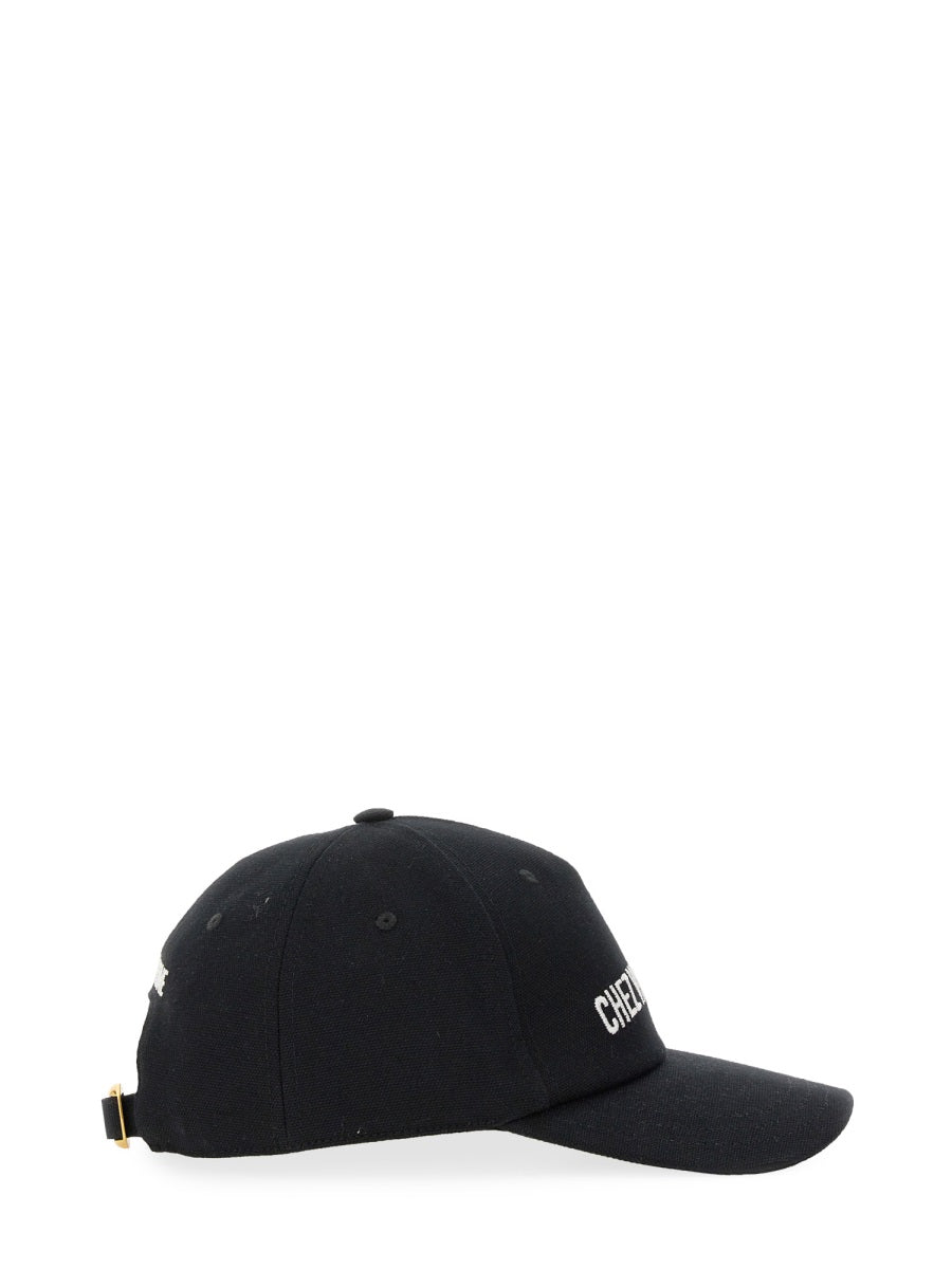 Baseball Cap With Embroidery Black Cotton Hat