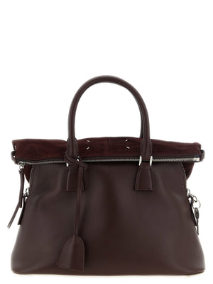 Maison Margiela 100% calfskin leather with suede shoulder bag in burgundy