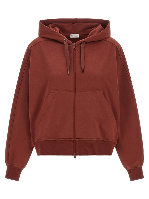 Brunello Cucinelli 98% cotton hoodie in red