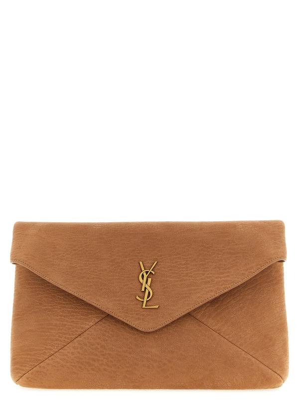 Saint Laurent 100% lamb leather clutch in beige