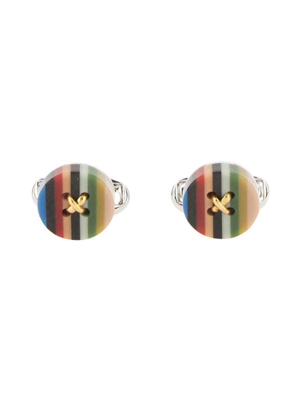 Cufflinks Button Stripe Multicolour Copper