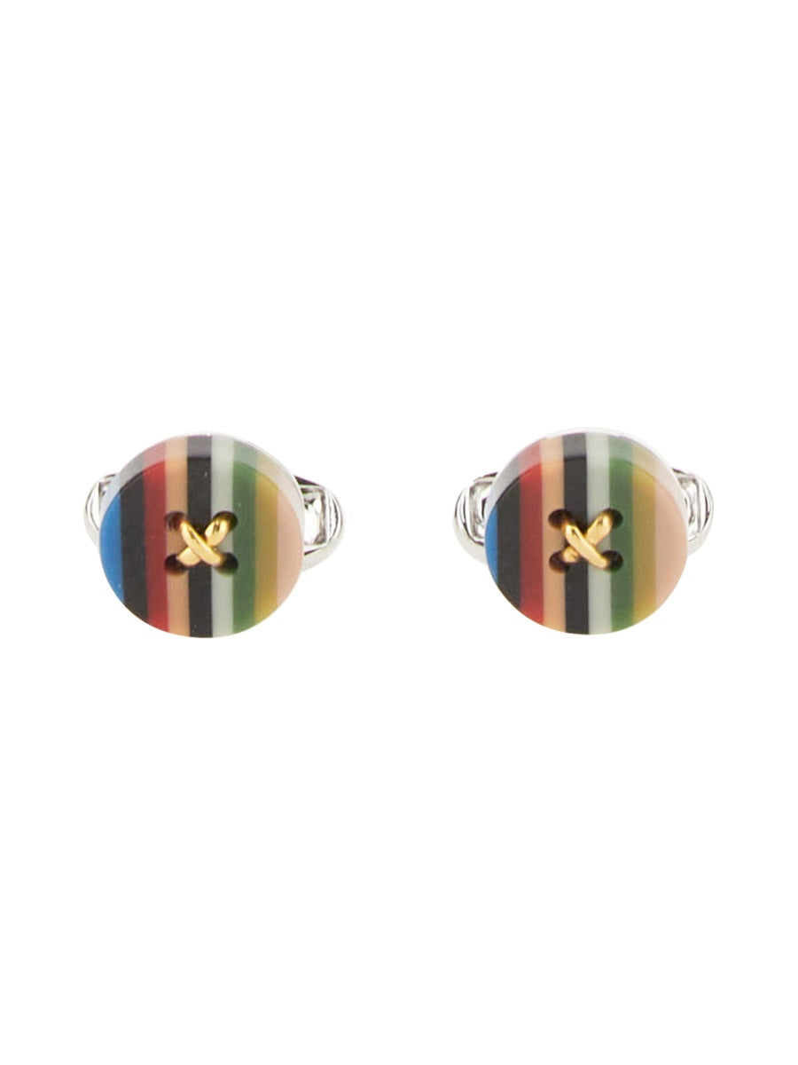 Cufflinks Button Stripe Multicolour Copper